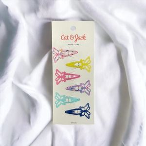 (Lot of 5) Cat & Jack Youth Girls' 6-Count Butterfly Printed Colorful Hair Clips